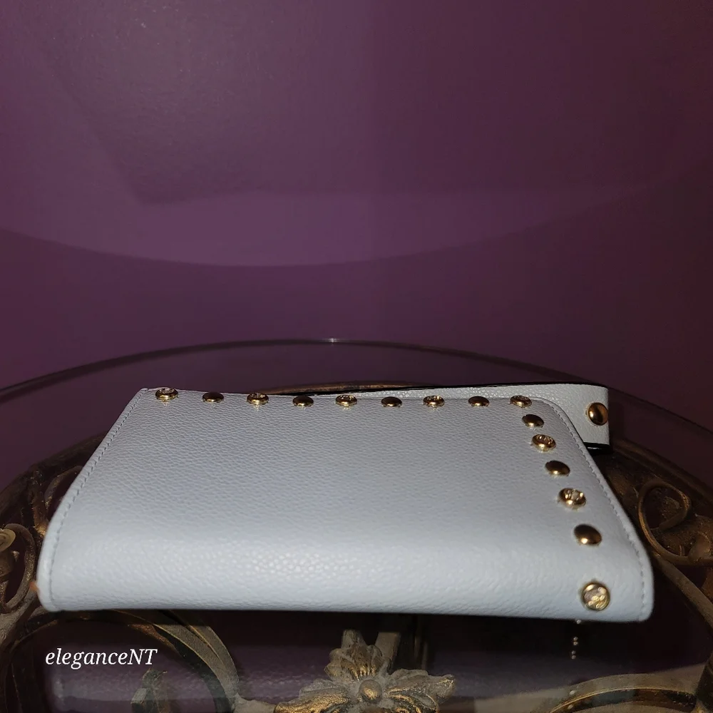 DS Bags Light Blue Studded wristlet wallet clutch with gem studded border NWT - Picture 6 of 11